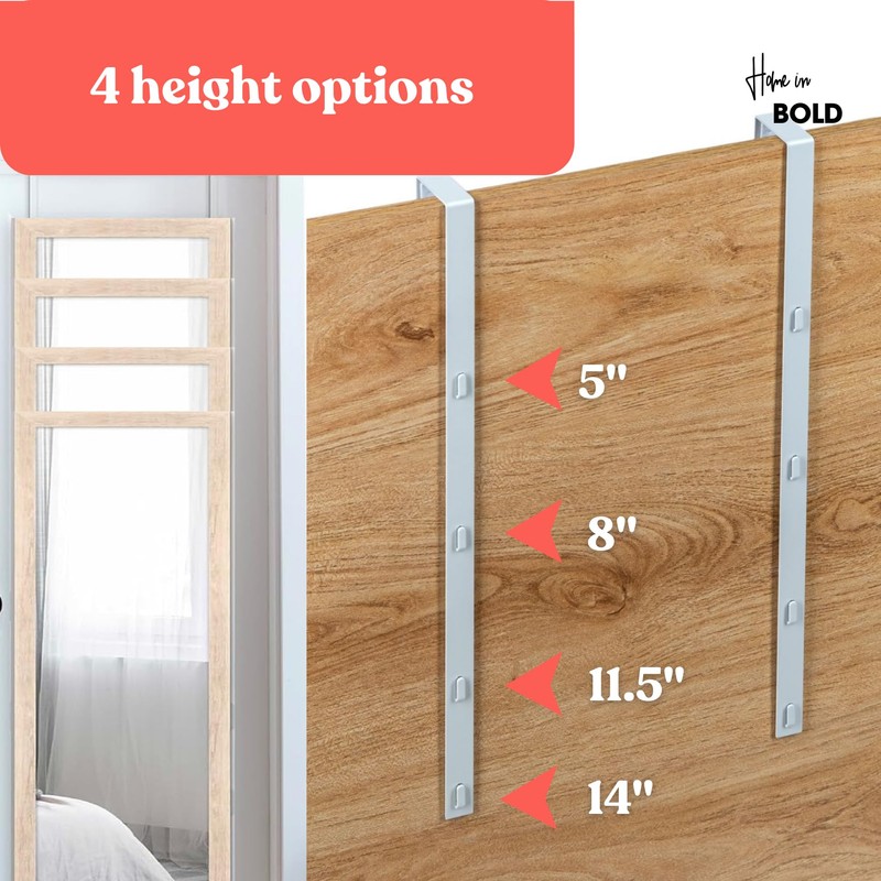 [Heavy Duty] 14.5" Over-The-Door Mirror Hanger Set (Extra Wide) with