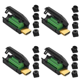 Willwewon 4PCS HDMI Solderless Male Adapter, Gold Plated Connector Breakout Board with Four Sizes of Tailpipes