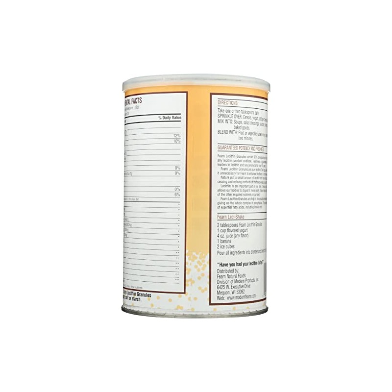 Fearn Natural Foods Gránulos de lecitina, 16 onzas (paquete de