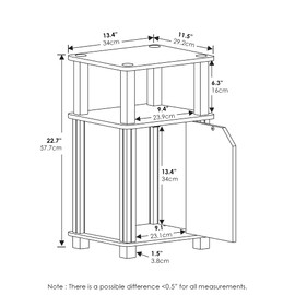 Furinno Brahms 3-Tier End Side Sofa Table/Nighstand with Door, 1-Pack, Espresso/Black