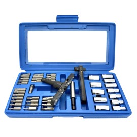 calhawk 44pc 1/4” Drive T Type Ratchet Handle Bits Star , Phillips , Flat & Sockets