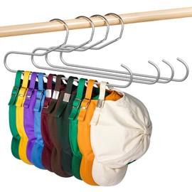 Hat Storage Organizer for Baseball Caps, Lomrsiul Non Slip PVC Coating Hat Holder Max 10 Hats Hat Rack Hangers for Closet Organizers and Storage for Cap Tank Top Belt Tie Purse Bra Grey 4 Pack