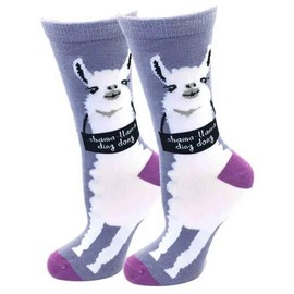 Llama One Size Fits Most Purple Ladies Crew Socks