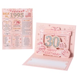 HOMANGA 30th Birthday Card, 3D Pop Up 30th Birthday Card for Women Her, Back in 1995 Card with Envelope, 30th Birthday Gifts for Wife, Mom, Sister, Daughter (Rose Gold)