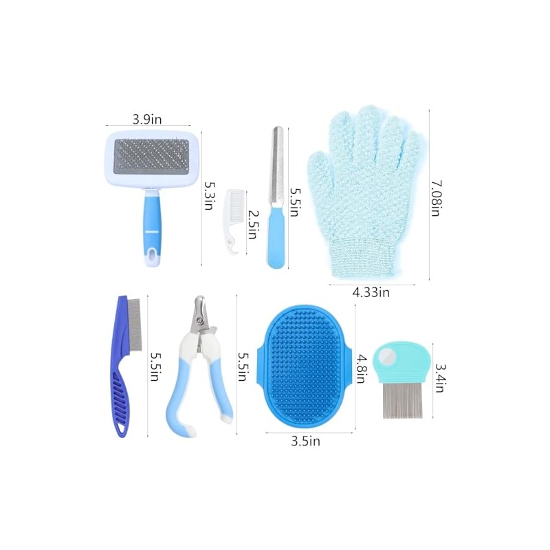 Kit de Aseo de Conejo de 8 Piezas, Cepillo de