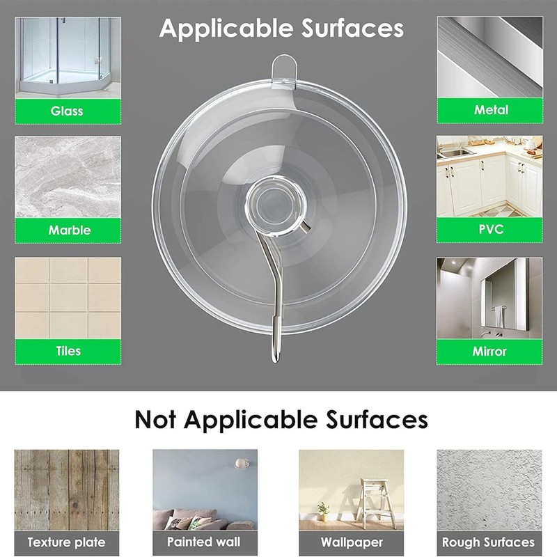 Navoys Set of 12 Suction Cup Hooks, Premium PVC Cups