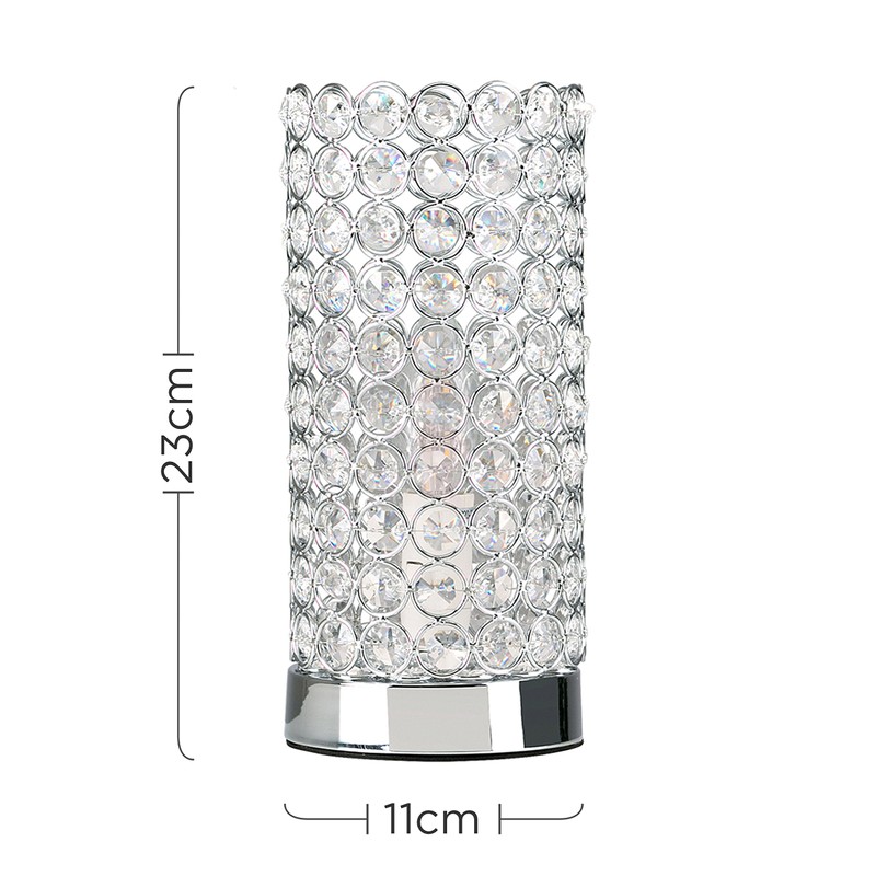 MiniSun Modern Polished Chrome & Clear Acrylic Jewel Cylinder Touch