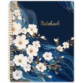 Spiral Notebook - Notebooks Spiral Bound, Journal Notebook with Thick Paper & Back Pocket, with Twin-Wire Binding, College Ruled Notebooks - Journals for Women (8.5" * 11", 144 Pages, Floral)