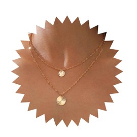 Cimenexe Bohemian Layered Coin Choker Necklace Gold Thin Disc Pendant Necklace Round Circle Disc Collar Necklace Minimalist Layered Coin Chain Necklace Jewellery, Zinc, No Gemstone