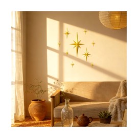 SFNN Mid Century Modern Decor,3D Star Art Wall Sculpture,Vintage Starburst Wall Decor