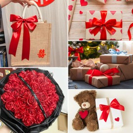 Red Ribbon 3 Inch Wide x 25 Yards, Satin Thick Ribbon for Gift Wrapping, Wedding Invitation Accessories Large Bows Making, Chair Sash, Flower Bouquets, Christmas, DIY Crafts