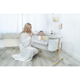 3 in 1 Baby Bassinet with Wheels, Portable Bedside Sleeper for Baby with 6 Adjustable Heights and Foam Mattress, Baby Bedside Crib for Newborns and Infants with Storage Basket