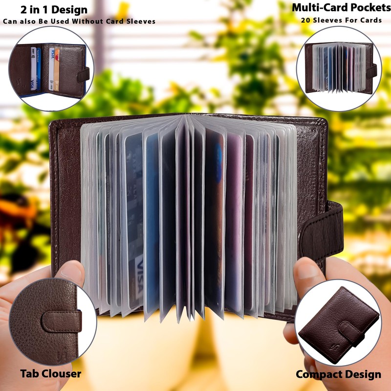 StarHide Soft Genuine Leather Compact Credit Debit Card Holder Wallet
