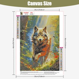 TOSTOG Diamond Painting for Adults Beginners, Wolf and Jungle 5D Diamond Painting Kits Pictures for Adults, DIY Full Drill Diamond Painting Set 30 x 40 cm for Wall Decoration