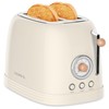 CROWNFUL 2-Slice Toaster, Extra Wide Slots Toaster, Retro Stainless Steel