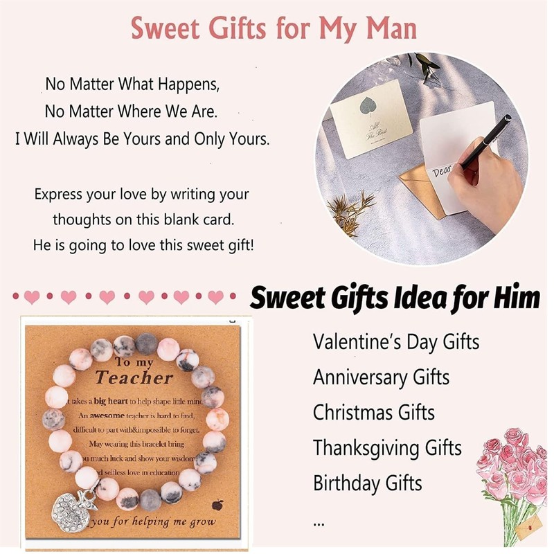 Teacher Bracelet Teacher Appreciation Gifts for Women Natural Stone Beaded