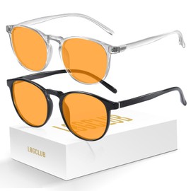logclub Blue Light Glasses For Woman/Men Blue Light Blocking Glasses, Retro Round Anti Eyestrain Computer Glasses Gaming Glasses