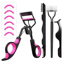Docolor Kit de Rizador de Pestañas, Kit de Rizador de Pestañas 4 En 1 con 6 Almohadillas de Repuesto Adicionales, Herramienta de Maquillaje Aplicador de Pestañas Jms13 Kit de Pestañas