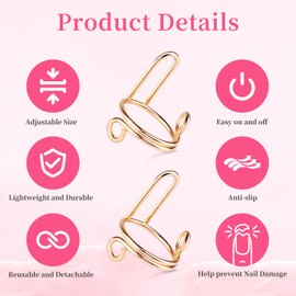 20Pcs Wudu Nail Rings, Size Adjustable Nail Rings with 120Pcs Adhesive Nail Tabs, Reusable Detachable Nail Rings for Halal Nail, Muslim Wearing Manicure Nails(Gold)