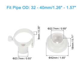 sourcing map 12Pcs PVC Pipe Clamps with Base, Fit for 32-40mm OD Tubing, Adjusted Plastic Pipe Hanger Clamp Water Pipe Support for Pipe Connection, White