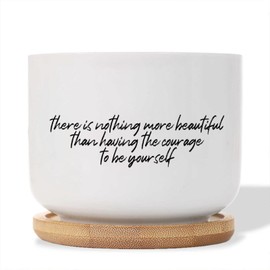 DecStic There is Nothing More Beautiful Ceramic Planters Bible Verse Planters for Outdoor Plants with Drainage Holes and Saucers Pot for Outdoor Garden Home Plant