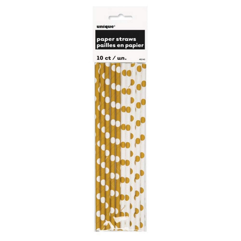 Paper Straws 10/Pkg-Midnight Black Decorative Dots