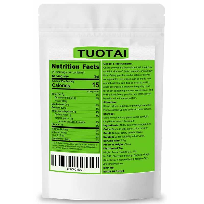 Premium Celery Powder, 100% Natural Celery Powder Rich in Antioxidants,
