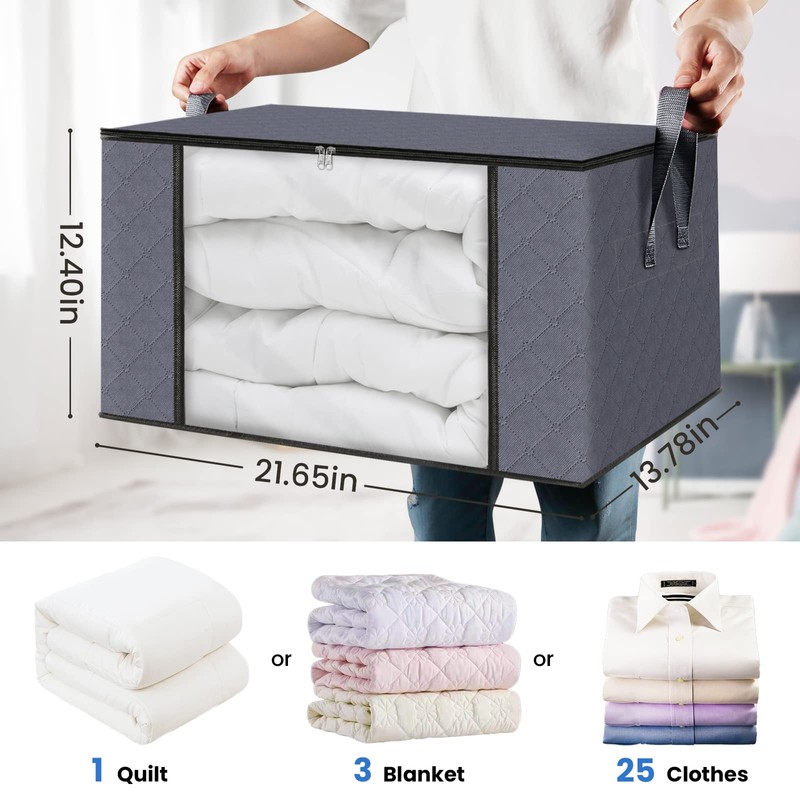Fab totes 4-Pack Clothes Storage, Foldable Blanket Storage Bags, Storage