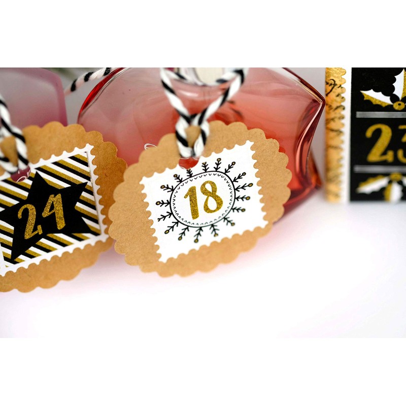 Papierdrachen 24 Advent Calendar Number Stickers – Stamp Gold No.