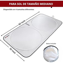 Timotech Parasol Plegable para Auto (Talla M) – Protector Solar para Parabrisas con Recorte de Espejo | Pantalla Reflectante para SUV, Camión y Coche | Mantiene el Interior Fresco