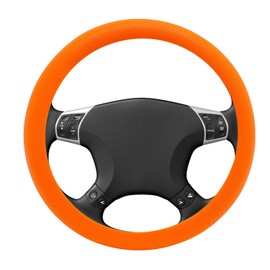 JooWing Universal Car Silicone Steering Wheel Cover Snake Pattern Auto Accessory Orange