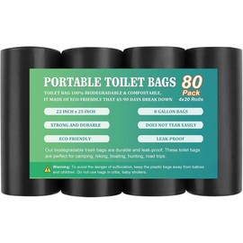 80 PCS Portable Toilet Bags for Camping  Biodegradable Porta Potty - 8 Gallon Thickened Waste Fit 5 Bucket Poop Bag Trash Home Boating Travel Outdoor - Color: 80 Count