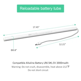 12V DC Reloadable Battery Tube Working with Automatic Blinds Motor, Comes DC 3.5 1.35mm Male Connector