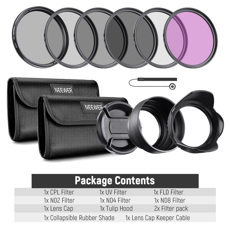 NEEWER 37mm ND Filter Pack and Lens Accessories, ND2 ND4