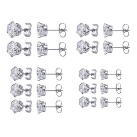TOFBS Women's Earrings Set 10 Pairs Cubic Zirconia Rhinestone Stud Earrings Helix Piercings Earrings Jewellery Ear Piercing Set for Women Girls