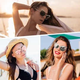 GQUEEN - anteojos de sol de gran tamaño polarizadas para mujer, protección UV400, Marco dorado moderno/lente espejo azul, L