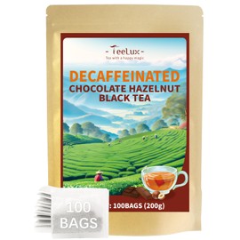 TeeLux Decaf Chocolate Hazelnut Black Tea, Decaffeinated Black Tea Flavored with Natural Chocolate & Hazelnut, Smooth & Full-Bodied, 100 Count