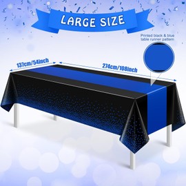 Korins Mantel Negro Azul Decoraciones para Fiestas, Mantel Rectangular de 3 Piezas, Manteles para Cumpleaños Graduación Fiesta de Jubilación