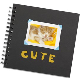 Vienrose 28.5 x 20.5 cm DIY Photo Album with 100 Pages, Hard Cover Kraft Paper Spiral Album, DIY Scrapbook for Wedding, Birthday, Black