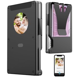 Aloskart Men's Card Case with Airtag without Coin Compartment, Card Wallet Men's RFID Protection, Men's Card Case with Ink Screen, Slim Credit Card Holder Men, Smart Wallet Airtag, Black, black,