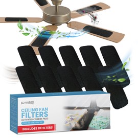 Premium Ceiling Fan Filters for Blades – 10 Pieces Activated Filter Air Home Carbon Unscented Lighting Coconut Purifier Pads Extractor Covers Dust Catcher Colorfill Washable Fans Reusable Charcoal