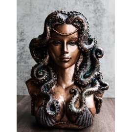 Sea Witch Goddess Cecaelia Kraken Octopus Tentacles Haired Woman Bust Statue