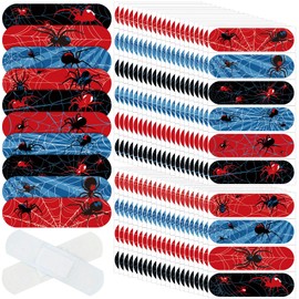 Patelai 300 Pieces Kids Bandages Bulk 10 Styles Children's Adhesive Bandages Flexible Colorful Cute Cartoon Bandages Waterproof Breathable Stickers Protection Care Cuts for Girls Boys(Spider)