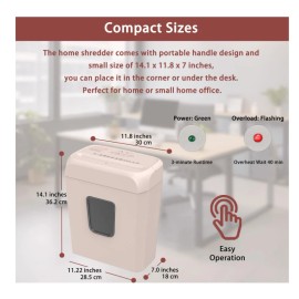 Bonsaii 6-Sheet Cross Cut Paper Shredder Credit Card Shredder Home Office Pink