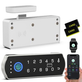 Eseesmart RFID Fingerprint Smart Lock, No Drilling Digital Electronic Biometric Bluetooth Code Lock for Adults, Spirits, Files, Desk, Cabinet, Silver