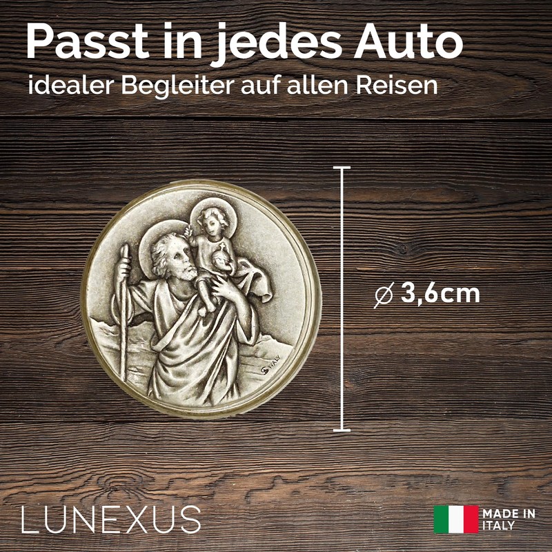 LUNEXUS Christopher Car Magnet Diameter 3.6 cm - Saint Christopher