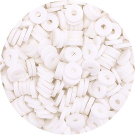 Bundooraking-2000pcs White Clay Beads (6mm),Clay Beads for Jewelry Making,Heishi Beads,Clay Beads for Bracelets Making,Necklace Earring Accessories for Crafts.