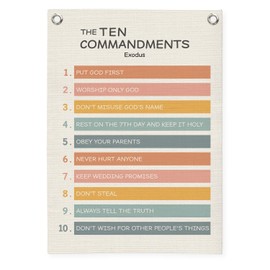 MOFUYU Ten Commandments Wall Decor Canvas Banner, 10 Commandments -Ten Commandments for Kids Wall Decor for Home Kids Room Church Classroom Sunday School 18x25 Inch