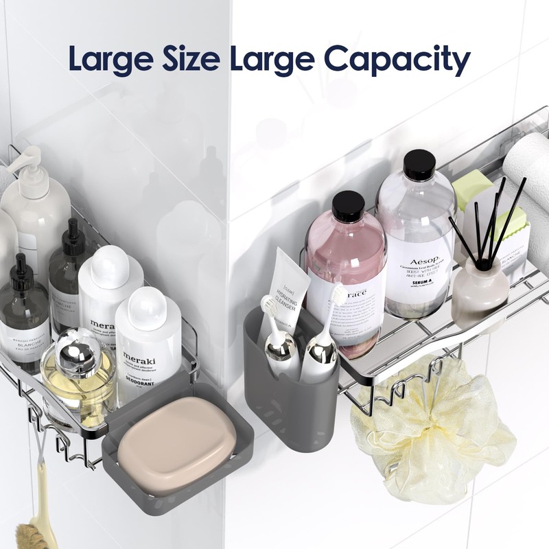 NESOMI Shower Caddy Adhesive Shower Organizer 7-Pack, Rustproof Stainless Steel