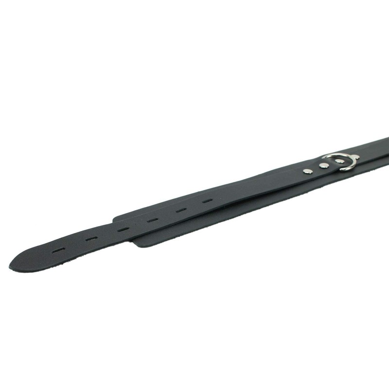 Carolina Collar Cowhide Leather Handcrafted Leather Collar (Black, Large)